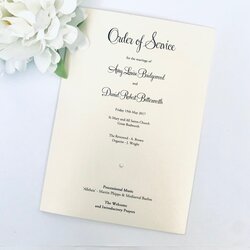 Supreme Simple Order Of Service Booklet With Diamante Detail Ivory Wedding