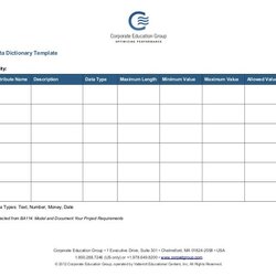 Outstanding Data Dictionary Template
