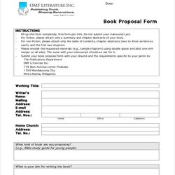 Eminent Free Book Proposals Forms In Ms Word Form Proposal Generic Sample