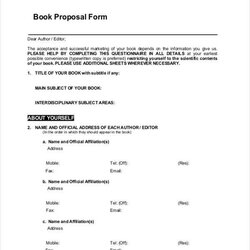 Free Book Proposals Forms In Ms Word Form Proposal Example