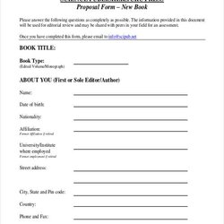 Peerless Free Book Proposals Forms In Ms Word Form Sample New