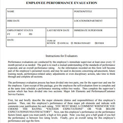 Magnificent Free Performance Evaluation Samples In Ms Word Employee Template Sample Templates