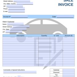 Smashing Car Sales Invoice Template Free Download Sale