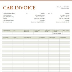 Very Good Car Sale Invoice Template Word Excel