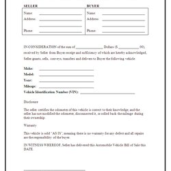 Superior Free Printable Car Bill Of Sale Template Form Generic Vehicle Sample Auto Sales Letter Templates