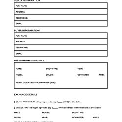 Exceptional Blank Auto Bill Of Sale Printable Form Templates And Letter For Vehicle