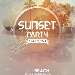 Eminent Sunset Party Free Flyer Template Event Summer Beach Tropical Freebie Business Use Other Next