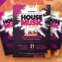 Terrific House Music Party Flyer Template Deep Min Read Editable