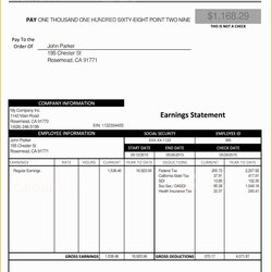 Very Good Free Check Stub Template Excel Of Pay Word Document Stubs Paycheck Employee Templates Generator