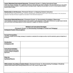 Superb Free Lesson Plan Templates Common Core Preschool Weekly Framework Template