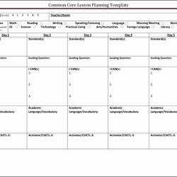 Common Core Lesson Plan Template Doc Weekly Awesome Of