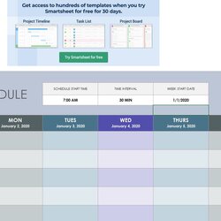 Weekly Schedule Excel Template Collection