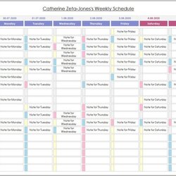 Eminent Weekly Schedule Excel Template Planner