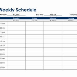Terrific Weekly Schedule Template In Excel