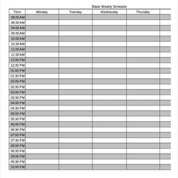 Perfect Excel Weekly Schedule Template Collection Blank