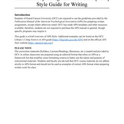Excellent Style Edition Guide Grand Canyon University American Psychological Introduction Thumb
