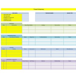 Itinerary Templates Travel Vacation Trip Flight Template Excel Format