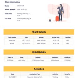 Supreme Vacation Itinerary Template Templates