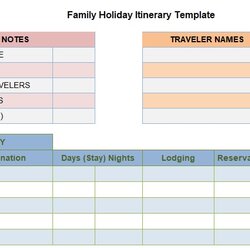 Brilliant Free Printable Travel Itinerary Templates Word Excel Template Family Vacation