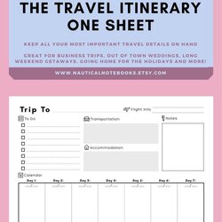 Marvelous Travel Itinerary Template Printable Vacation Trip Planner Wedding Family Blank Disney Week Trips