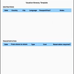 Capital Vacation Itinerary Planner Template Blank Documents Word Via Luxury Free Of