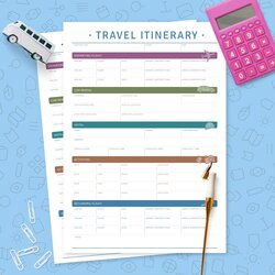 Travel Itinerary Template Printable Casual