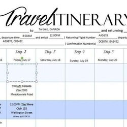 Legit Travel Itinerary Templates Word Excel Vacation