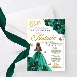 Exceptional Editable Invitation Emerald Green Floral