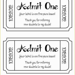 Magnificent Free Printable Ticket Template Of Raffle Tickets Admit Admission Concert Editable Event Templates