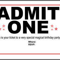 Worthy Free Printable Ticket Invitation Templates Invitations Birthday Template Party Print Tickets Admit