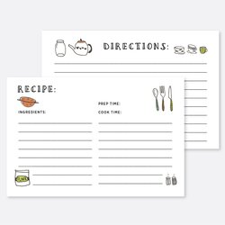 Worthy Printable Recipe Card Template Kitchen