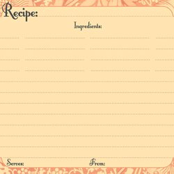 Tremendous Free Recipe Card Templates Excel Formats Template Printable