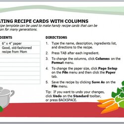 Great Recipe Card Template For Word