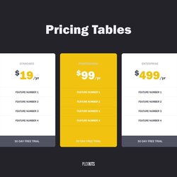 Sublime Free Pricing Table Slide Templates Template Yellow Tables
