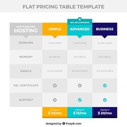 Legit Flat Pricing Table Template Free Vector