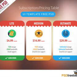 Brilliant Subscription Pricing Table Template Free