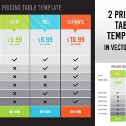 Outstanding Pricing Table Template In Vector Web Elements Creative Market