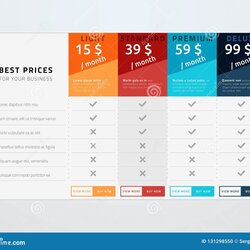 Great Vector Pricing Table Template With Four Types Stock Preview Sites Applications Other Commercial