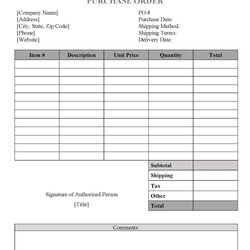 Smashing Free Purchase Order Template Instant Download
