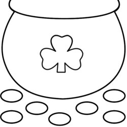 Pot Of Gold Paper Craft Black And White Template Crafts St Coloring Printable Pages March Kids Outline