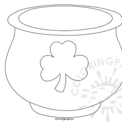 Superb St Patrick Day Pot Of Gold Template Coloring Page