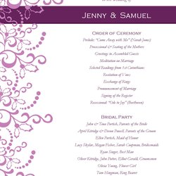 Wizard Wedding Reception Program Template Invitation Programs Templates Sample Samples Printable Wording