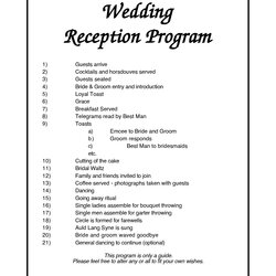 Eminent Best Images Of Reception Agenda Printable Wedding Program Template Order Examples Programs Schedule