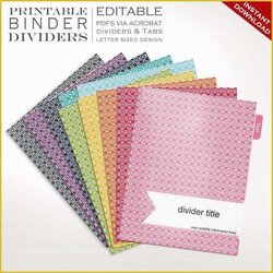Admirable Free Printable Templates For Binders Of Binder Dividers Divider Template Tab Editable Rainbow Tabs