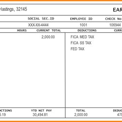 Smashing Free Printable Check Stubs Template Business Stub Pay Templates Excel Employee Contractor Editable