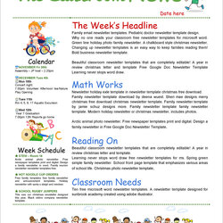 Tremendous Free Printable Newsletter Templates For School And Community Microsoft Daycare Kid Noticeboard