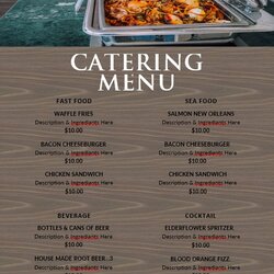 Out Of This World Catering Menu Template Free Shop Fresh In Word