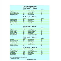 Wonderful Catering Menu Template Templates Excel Format Sample Choose Board