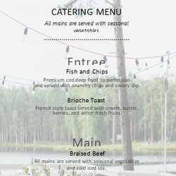 Wizard Sample Catering Menu Template For Word