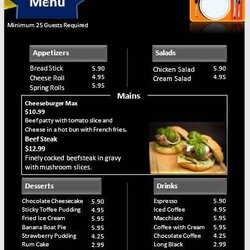 Matchless Free Catering Menu Templates My Word Template Ms